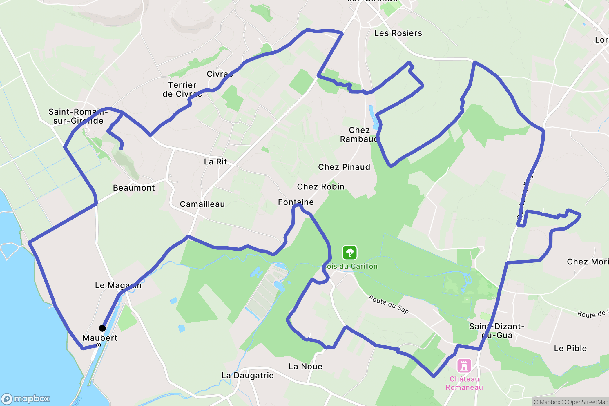 Saint-Fort-sur-Gironde : carte du parcours de randonnée - France