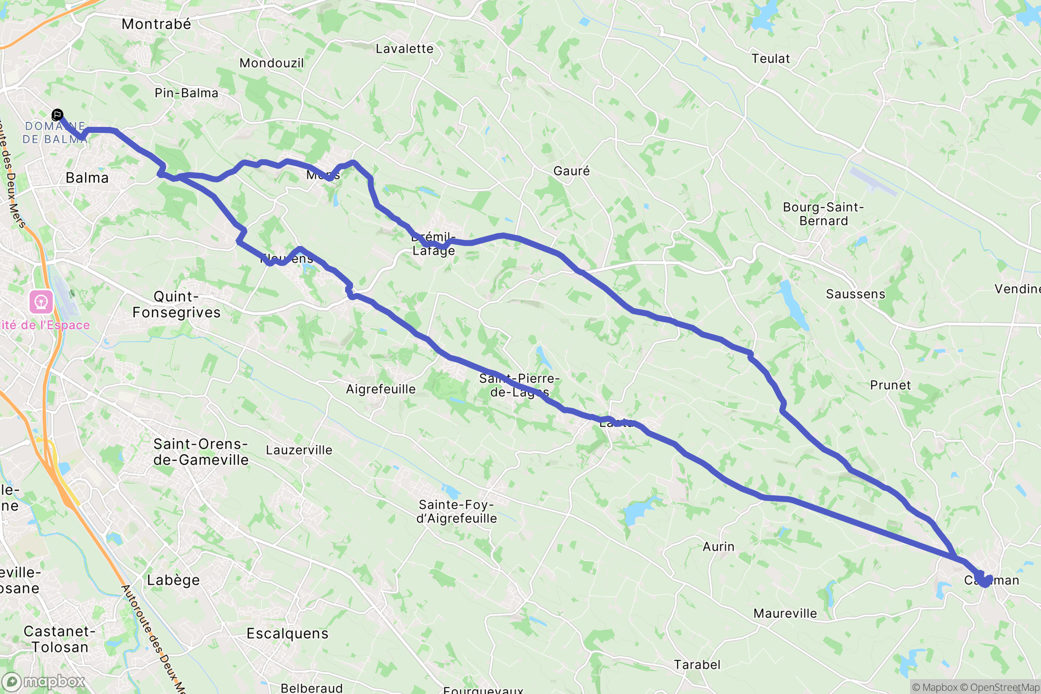 Balma : carte du parcours de randonnée - France