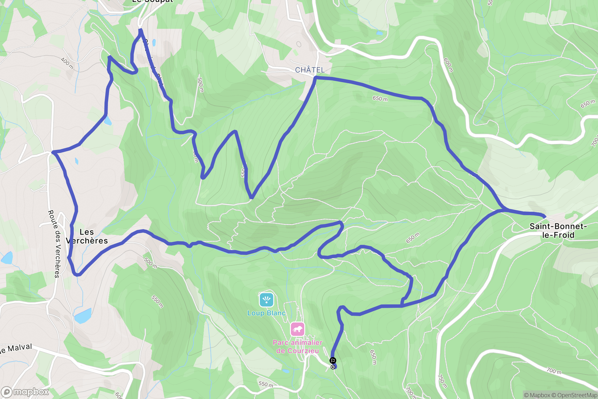 Courzieu : carte du parcours de randonnée - France
