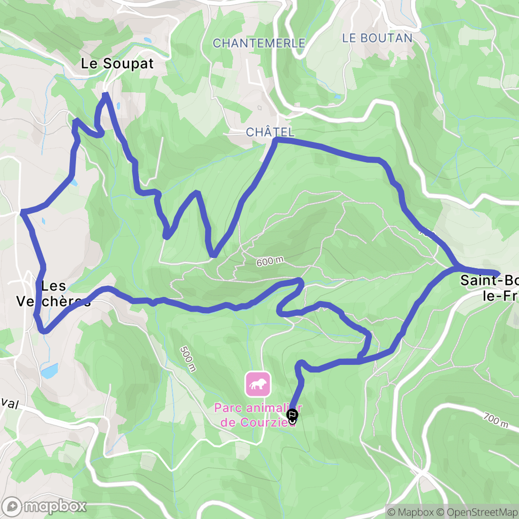 Courzieu : carte du parcours de randonnée - France