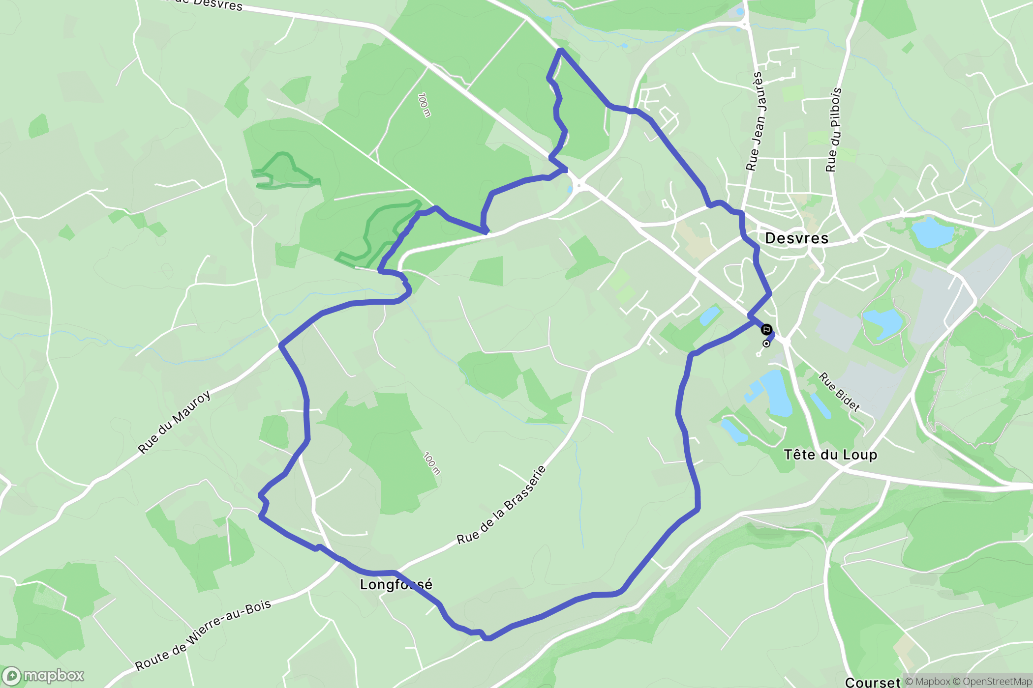 Longfossé : carte du parcours de randonnée - France