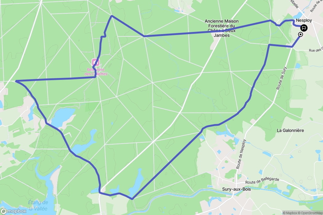 Nesploy : carte du parcours de randonnée - France