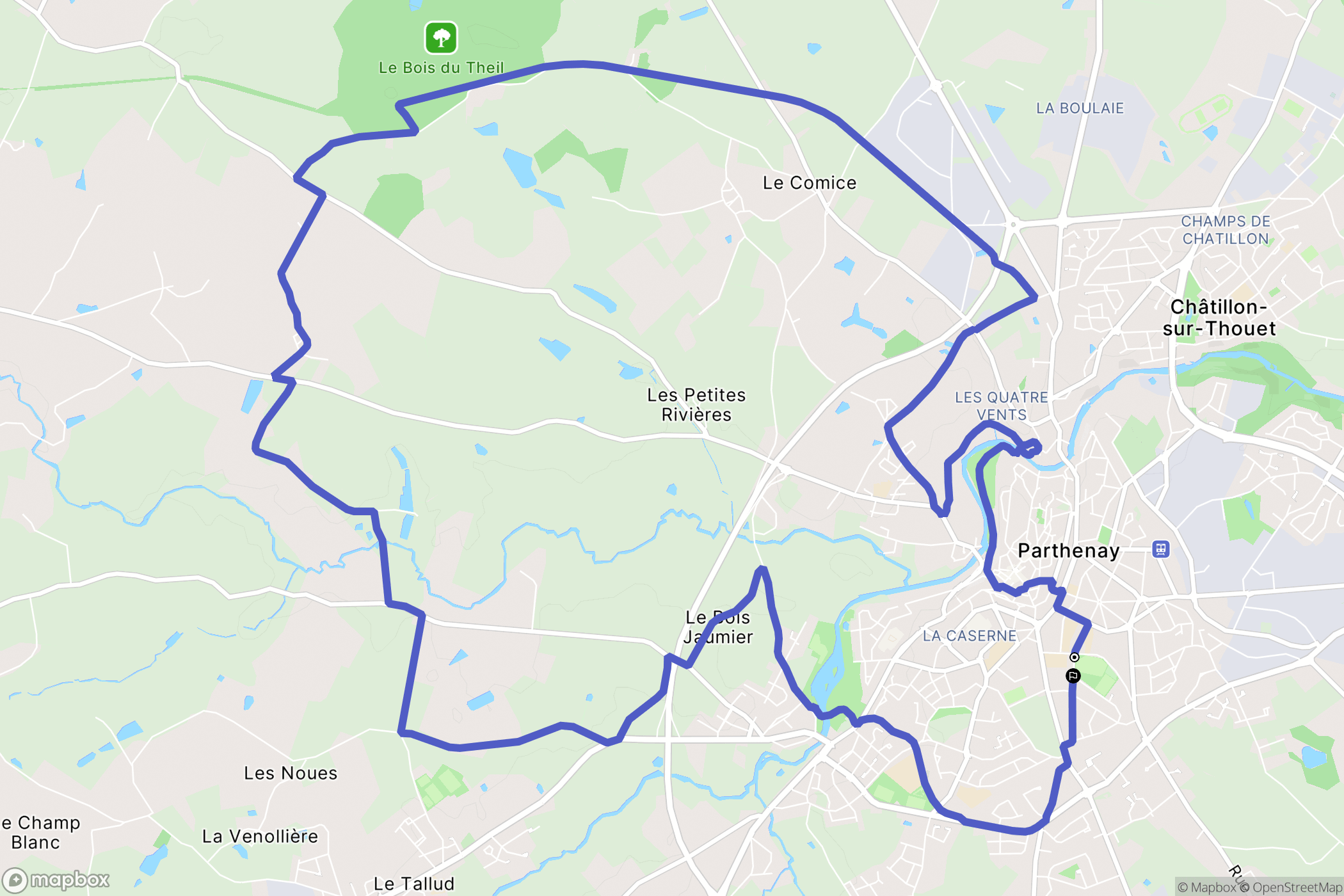Parthenay : carte du parcours de randonnée - France