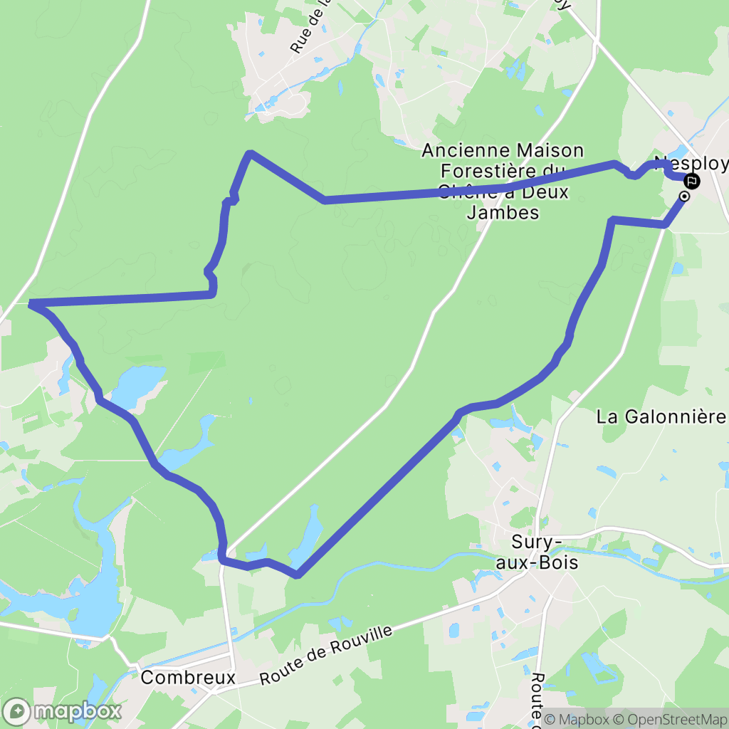 Nesploy : carte du parcours de randonnée - France