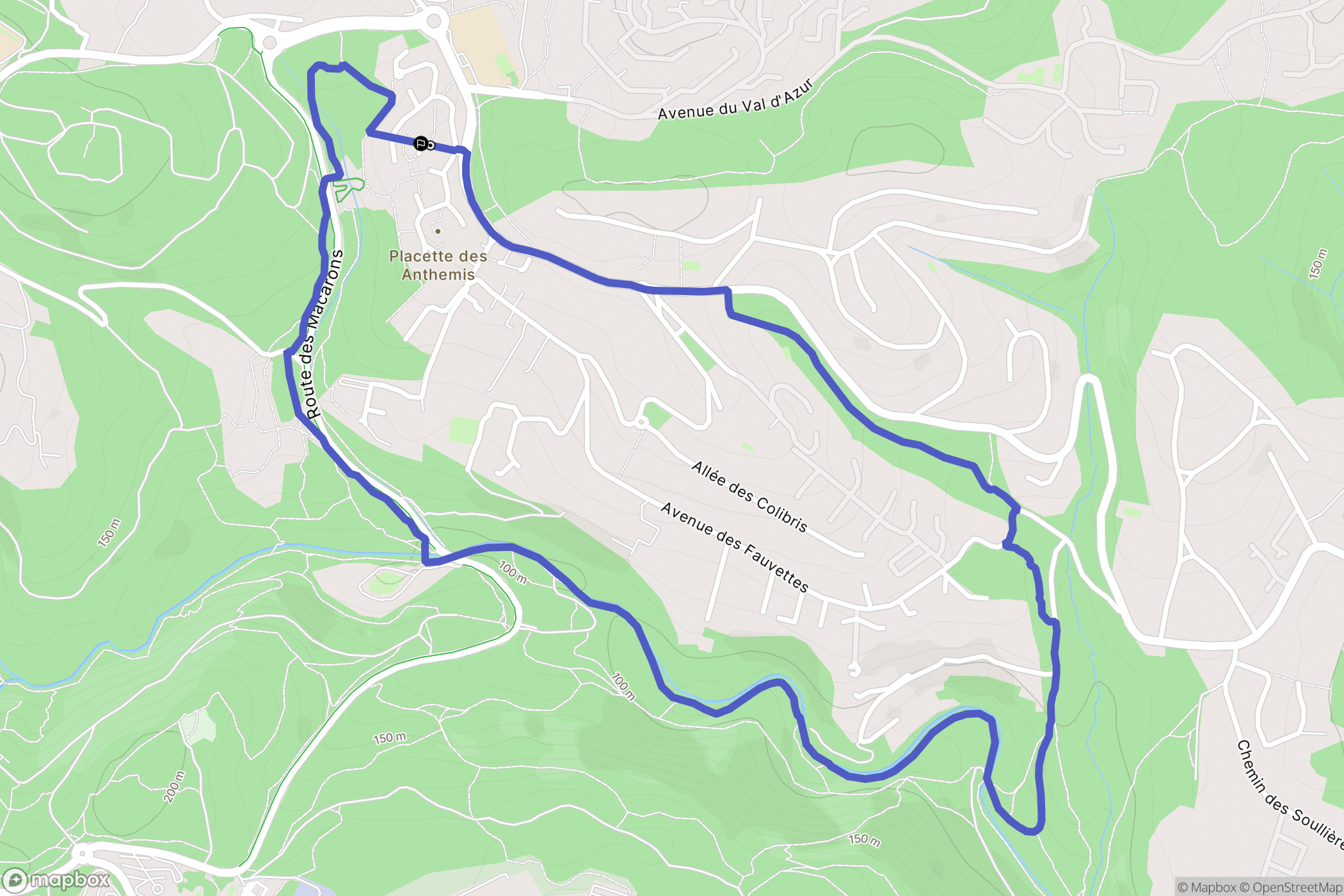 Valbonne : carte du parcours de randonnée - France