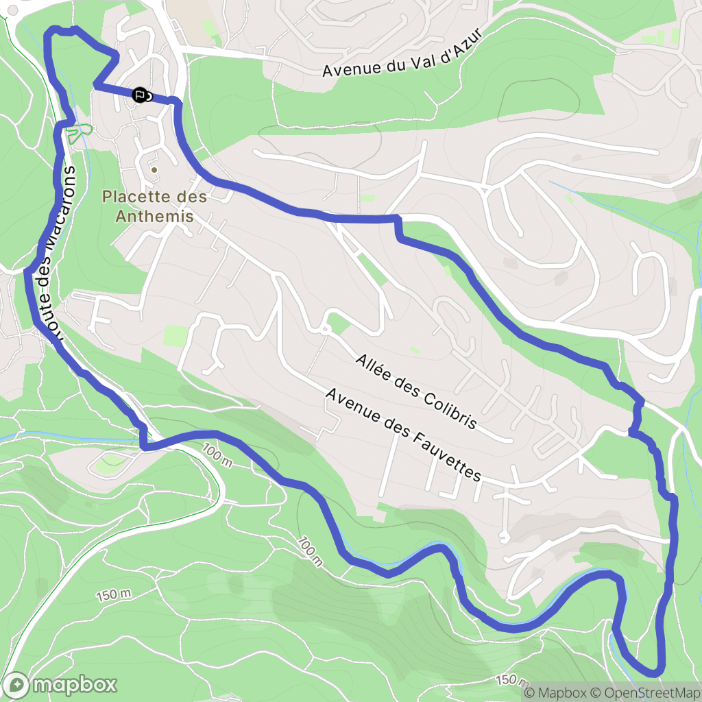 Valbonne : carte du parcours de randonnée - France