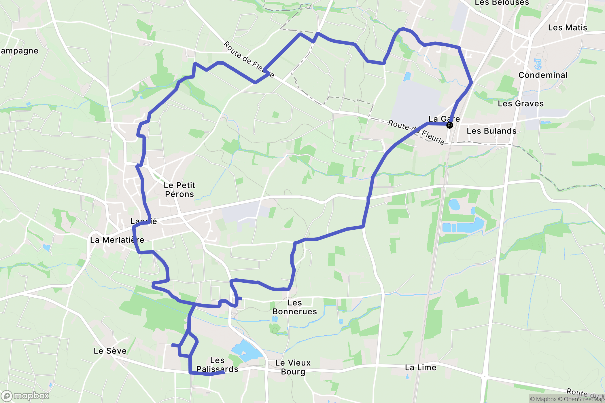 Romanèche-Thorins : carte du parcours de randonnée - France