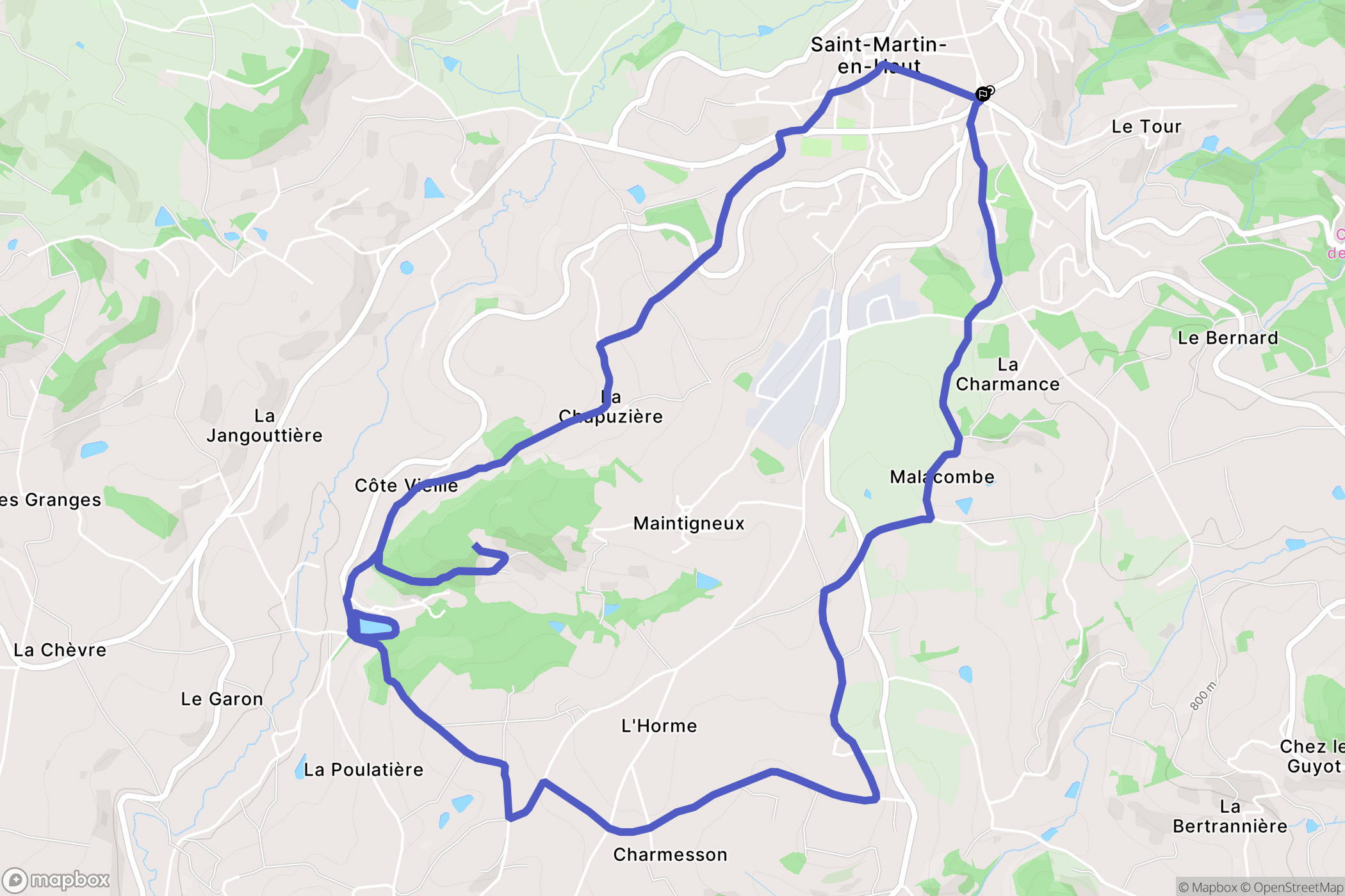 Saint-Martin-en-Haut : carte du parcours de randonnée - France