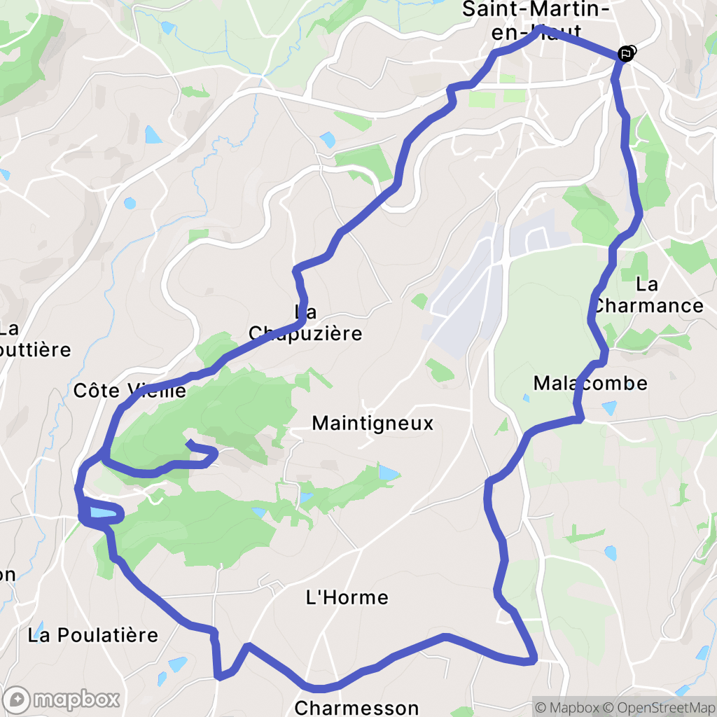 Saint-Martin-en-Haut : carte du parcours de randonnée - France