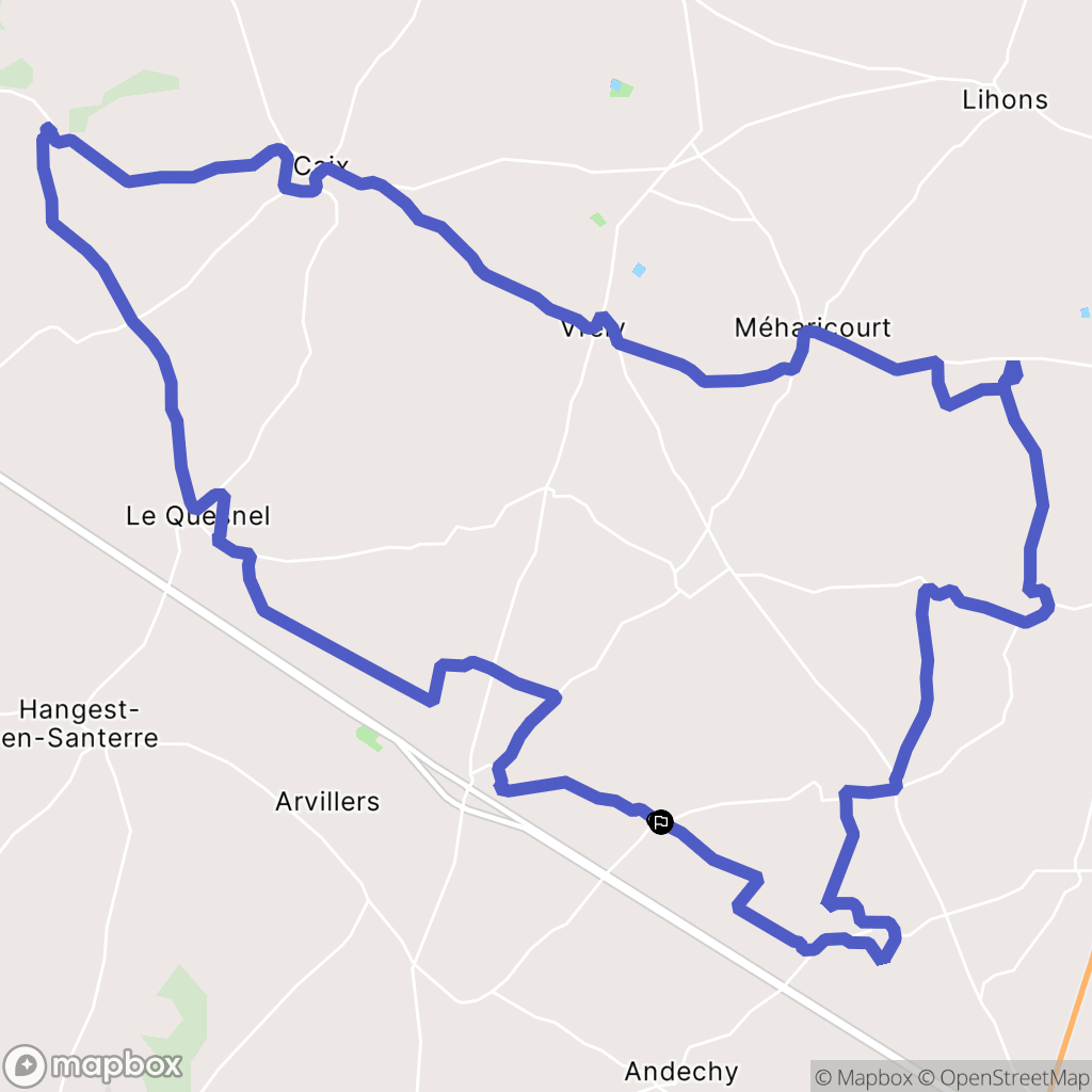 Parvillers-le-Quesnoy : carte du parcours de randonnée - France