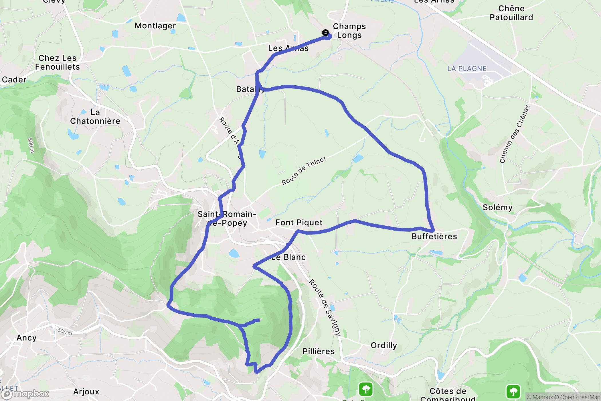 Saint-Romain-de-Popey : carte du parcours de randonnée - France