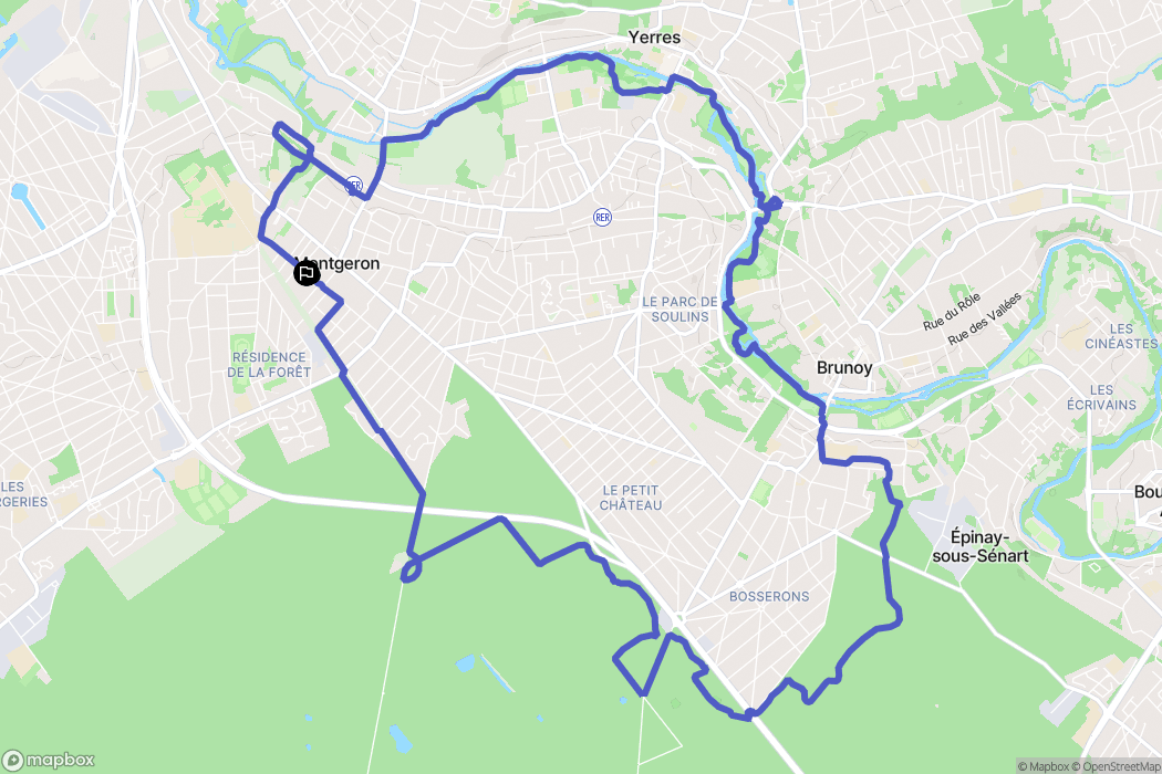 Montgeron : carte du parcours de randonnée - France
