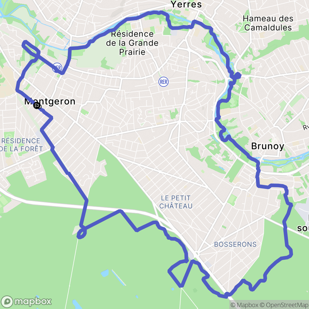 Montgeron : carte du parcours de randonnée - France