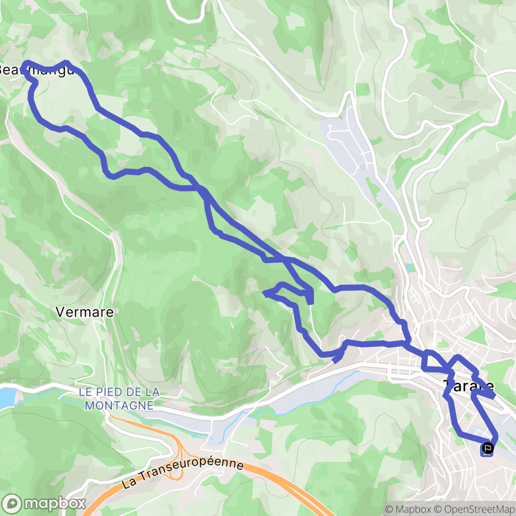 Tarare : carte du parcours de randonnée - France