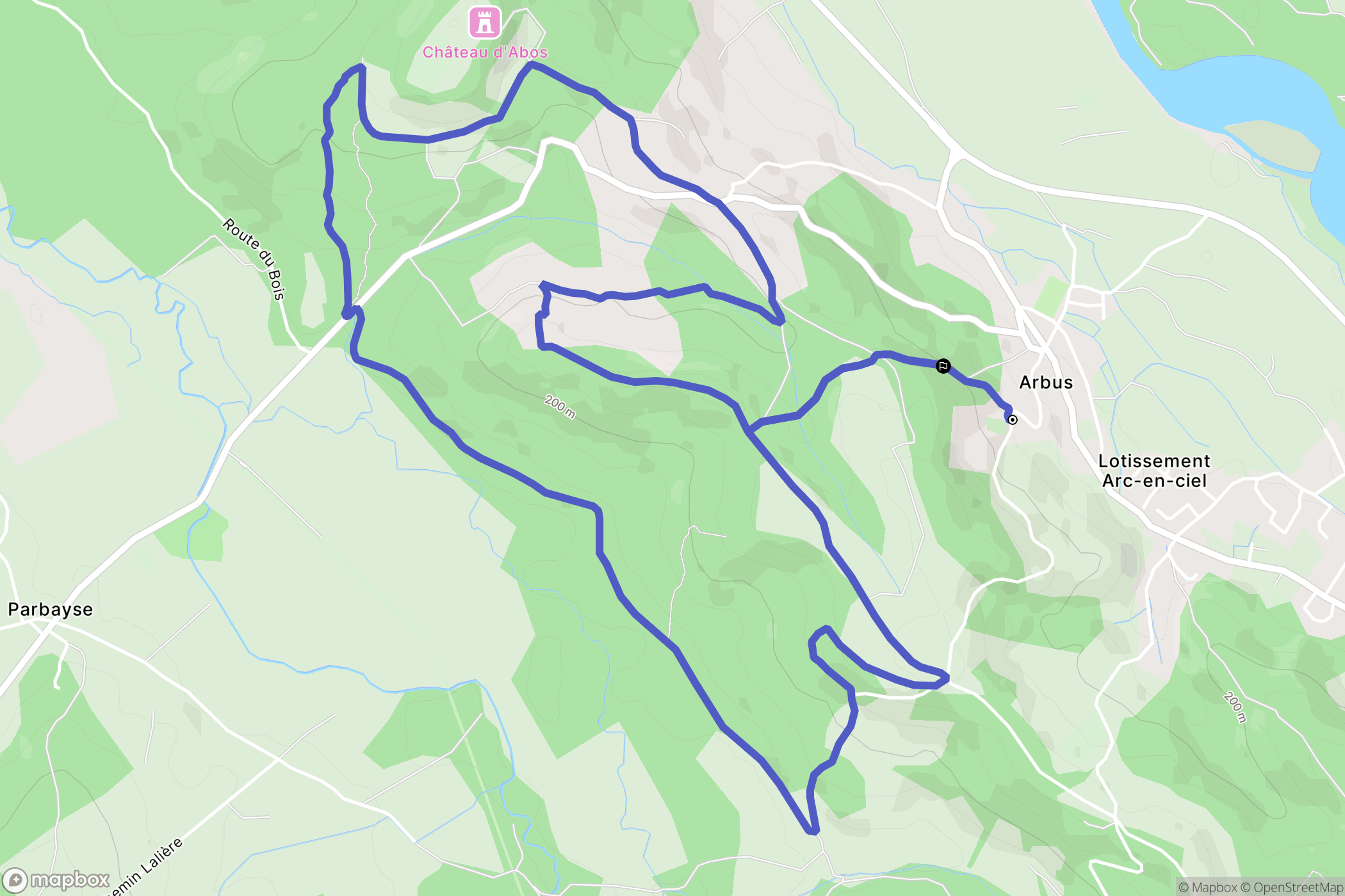 Arbus : carte du parcours de randonnée - France