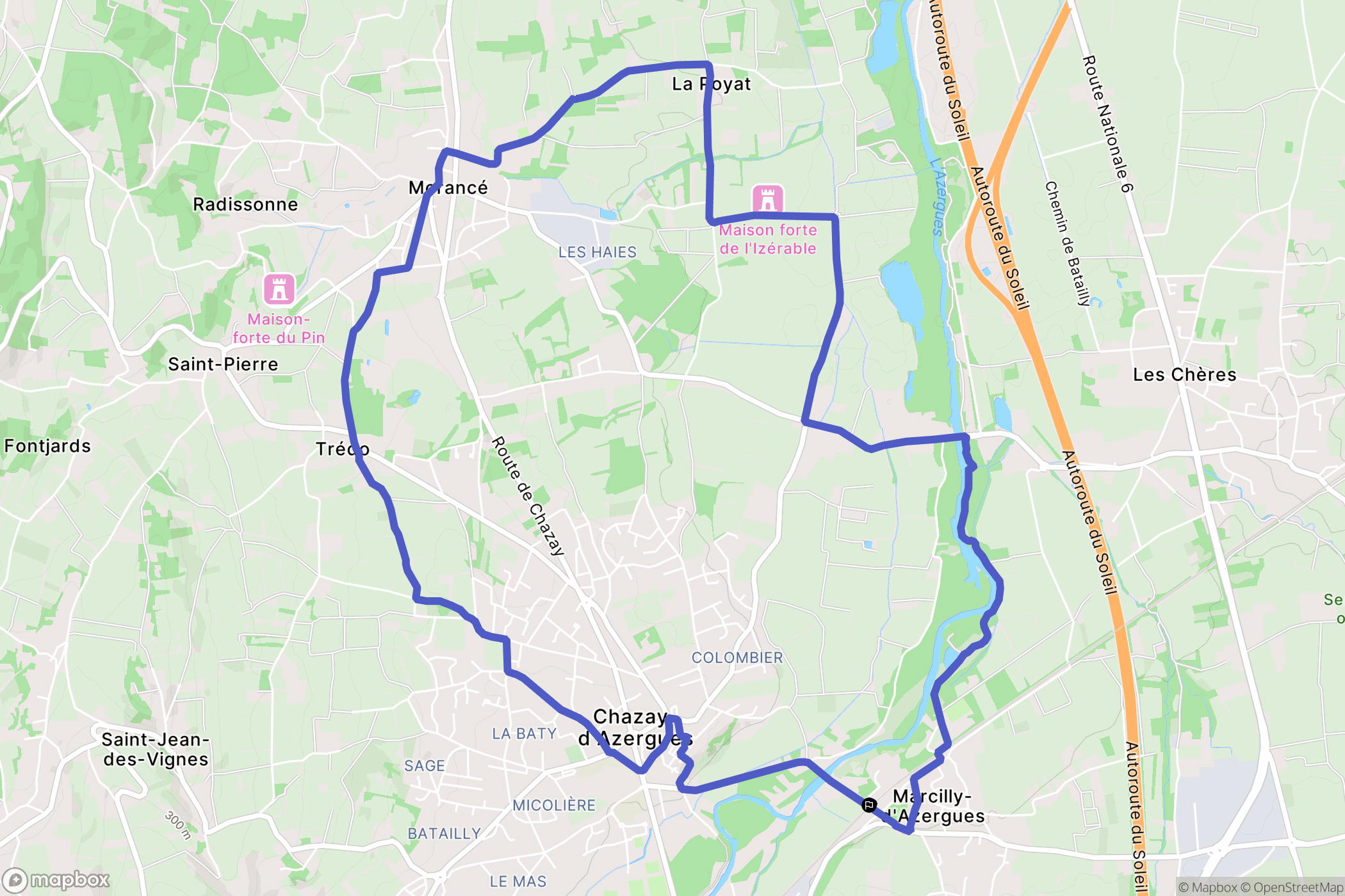 Marcilly-d'Azergues : carte du parcours de randonnée - France
