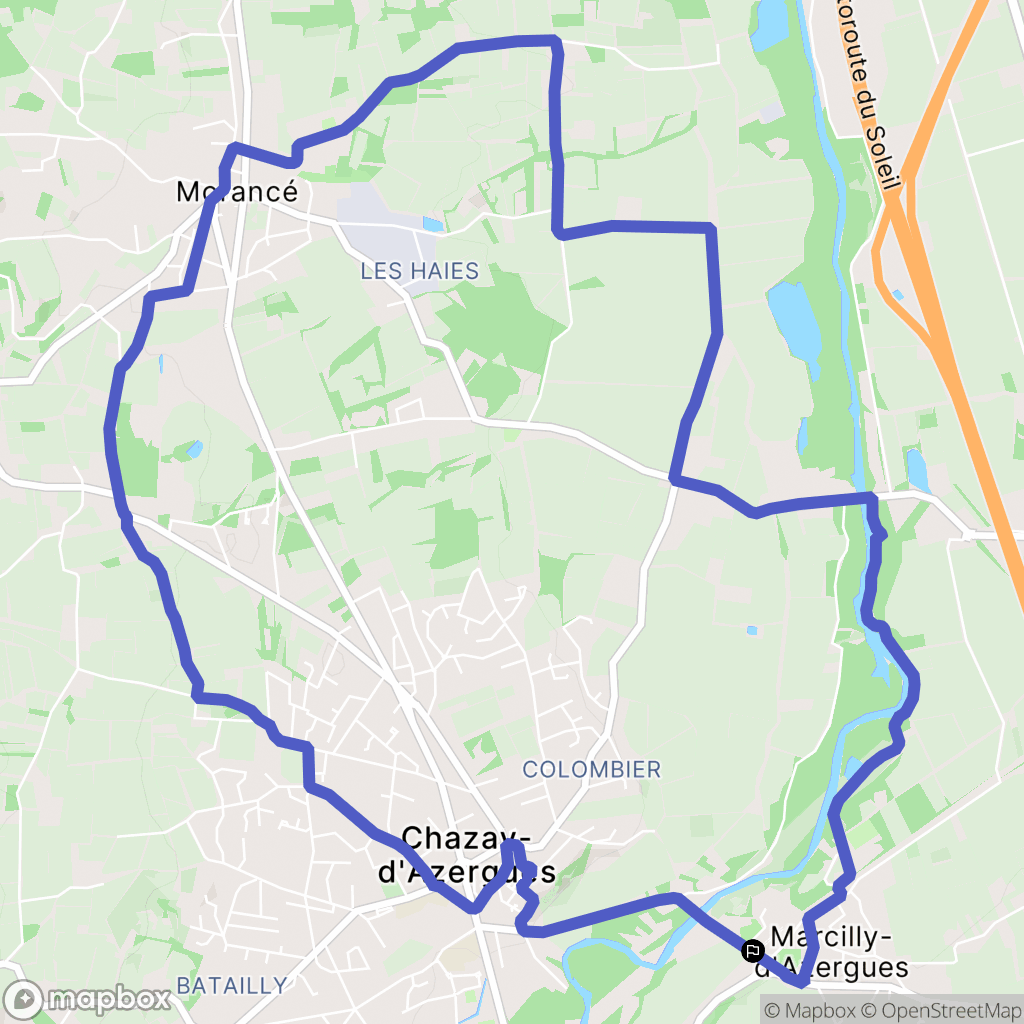 Marcilly-d'Azergues : carte du parcours de randonnée - France