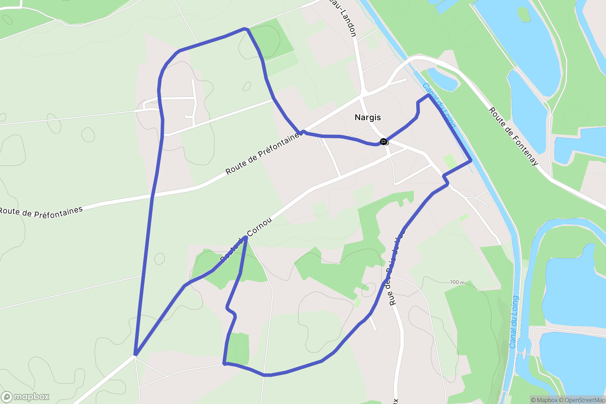 Nargis : carte du parcours de randonnée - France