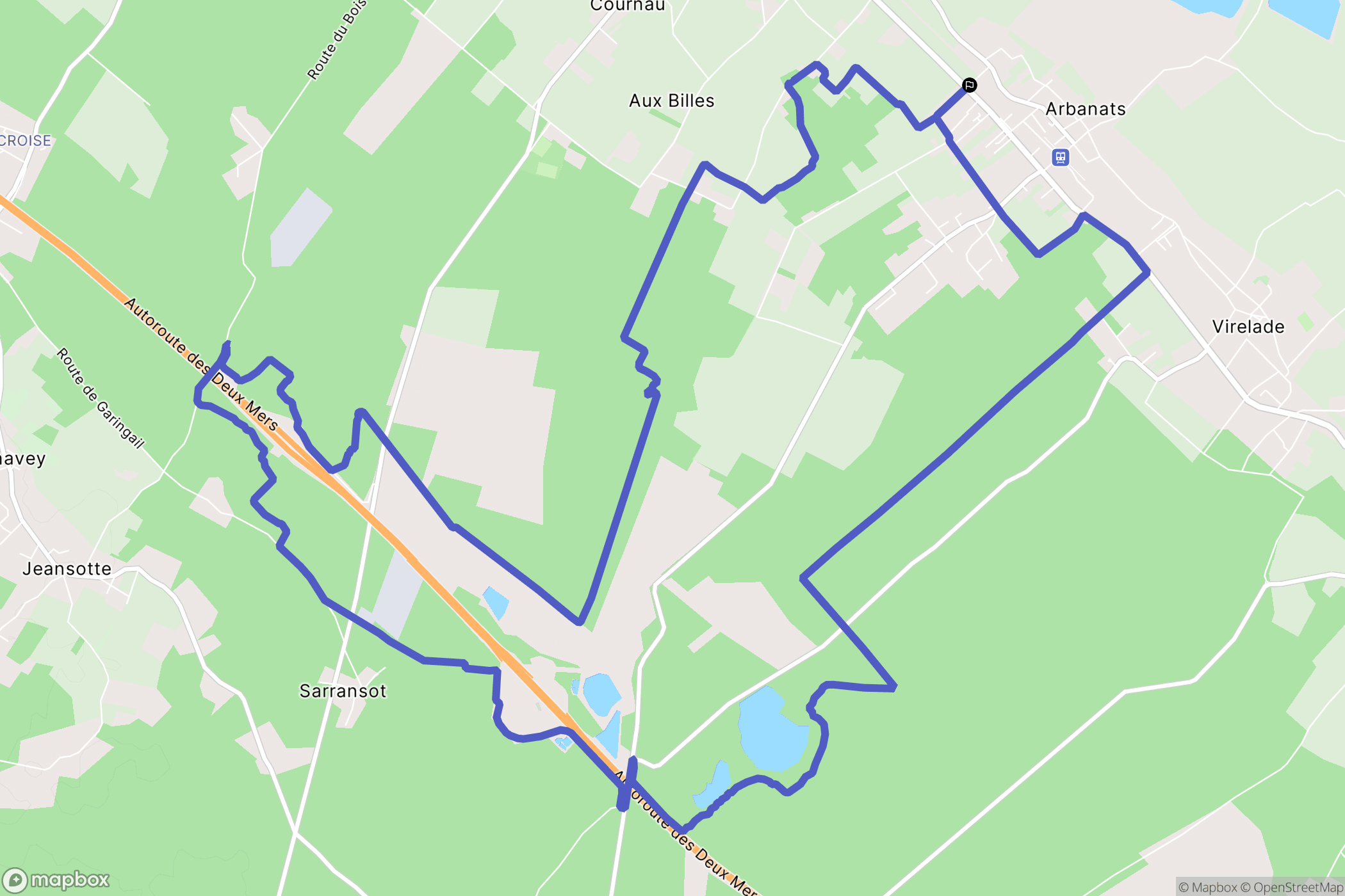 Arbanats : carte du parcours de randonnée - France