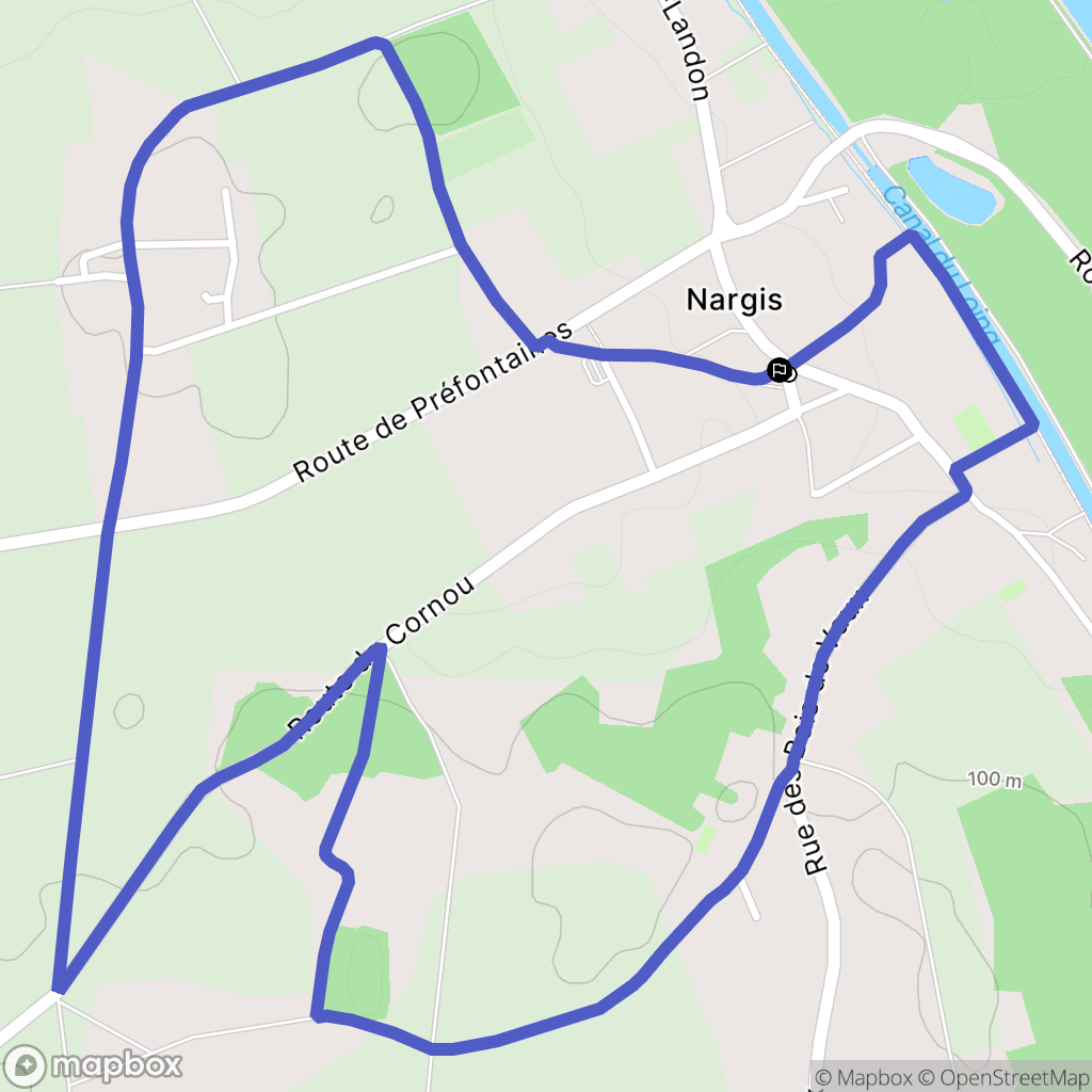 Nargis : carte du parcours de randonnée - France
