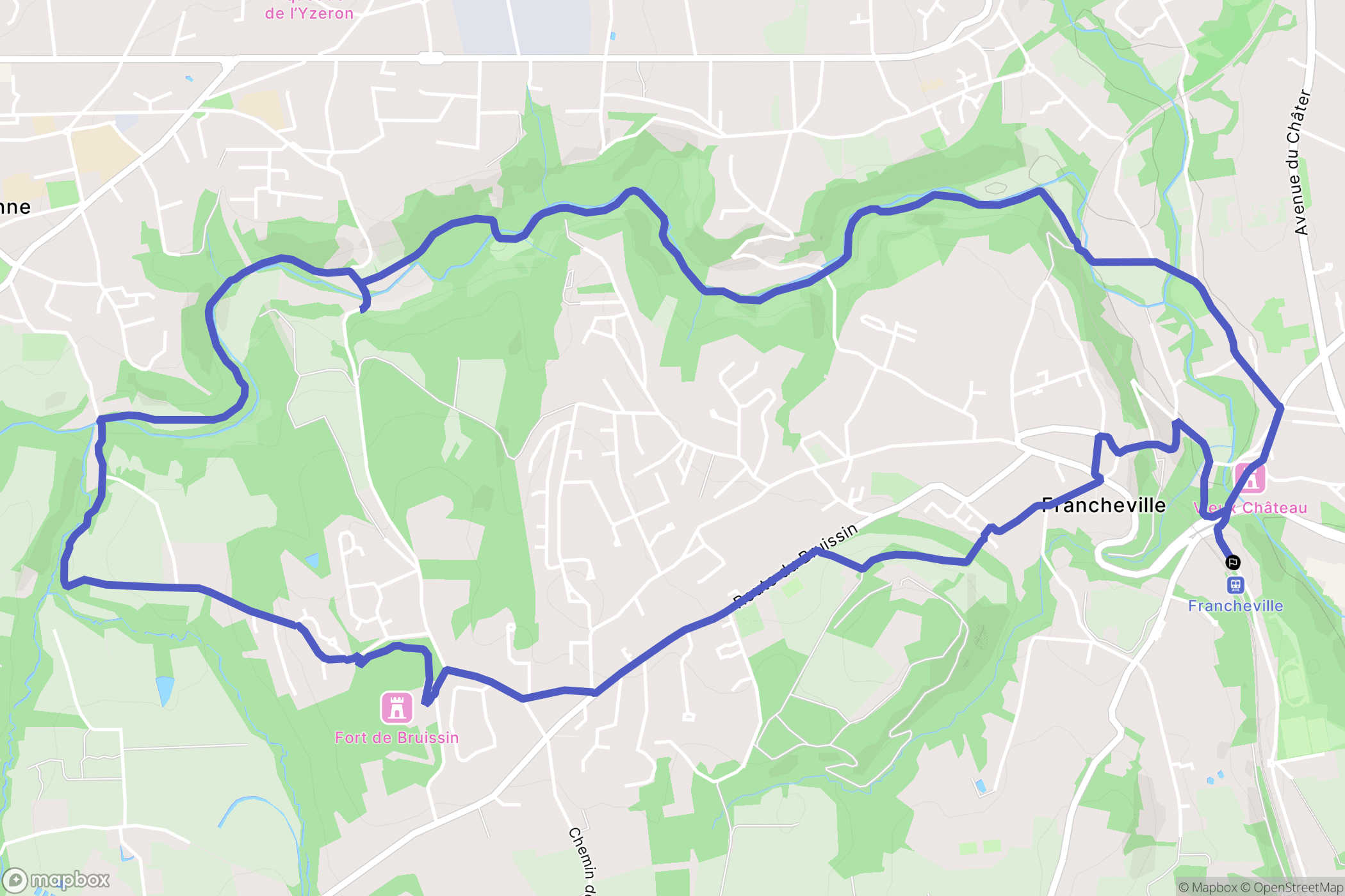 Francheville : carte du parcours de randonnée - France