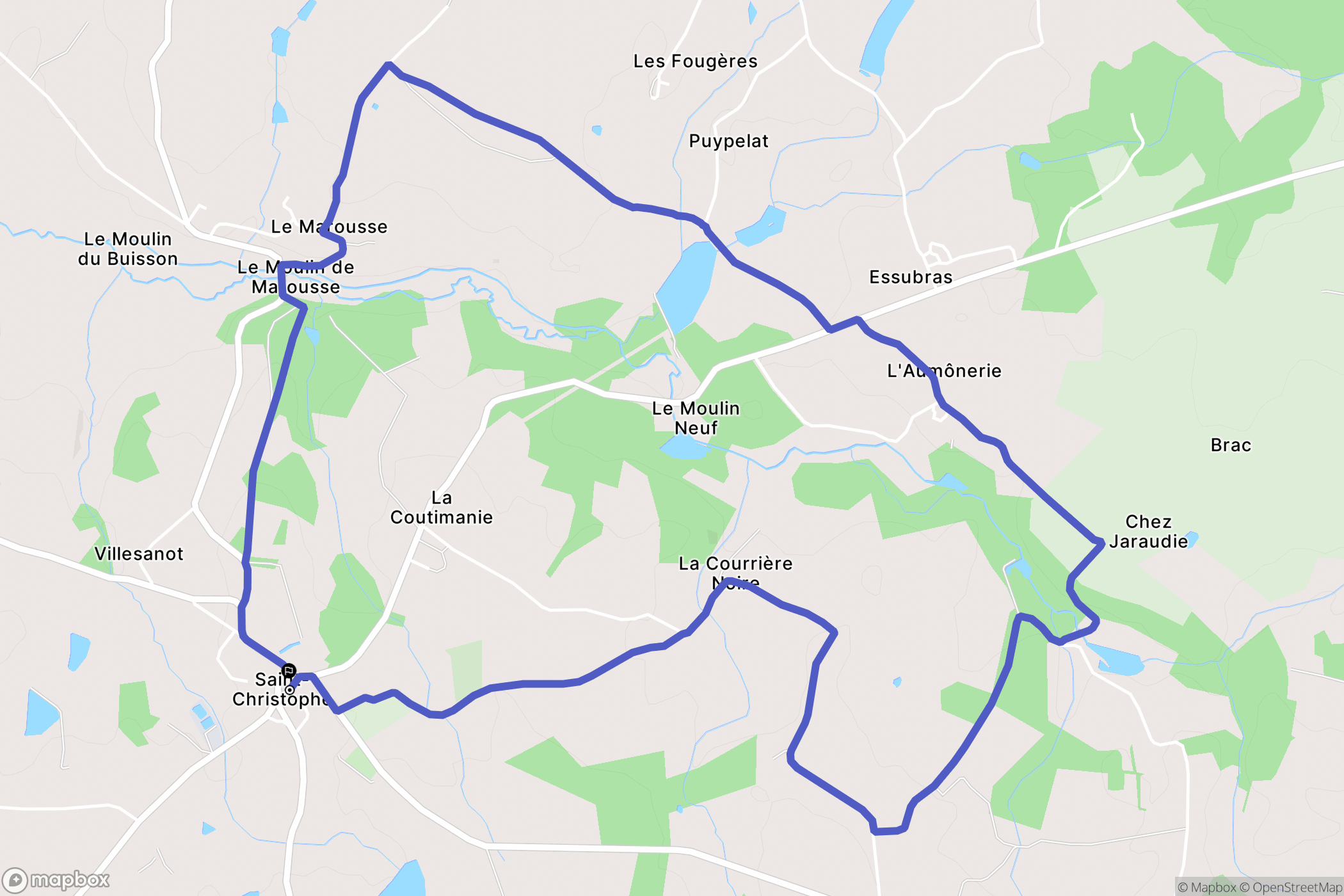 Saint-Christophe : carte du parcours de randonnée - France