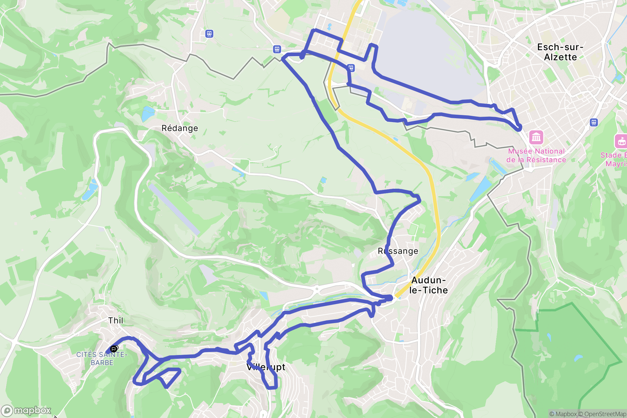 Thil : carte du parcours de randonnée - France