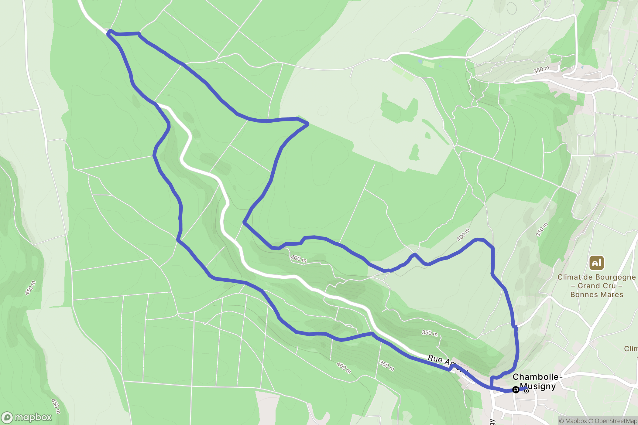 Chambolle-Musigny : carte du parcours de randonnée - France