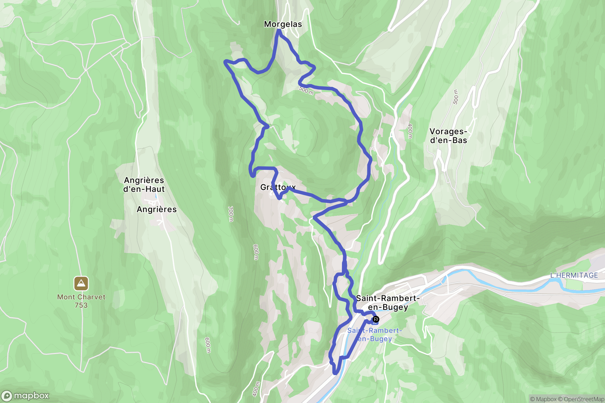 Saint-Rambert-en-Bugey : carte du parcours de randonnée - France