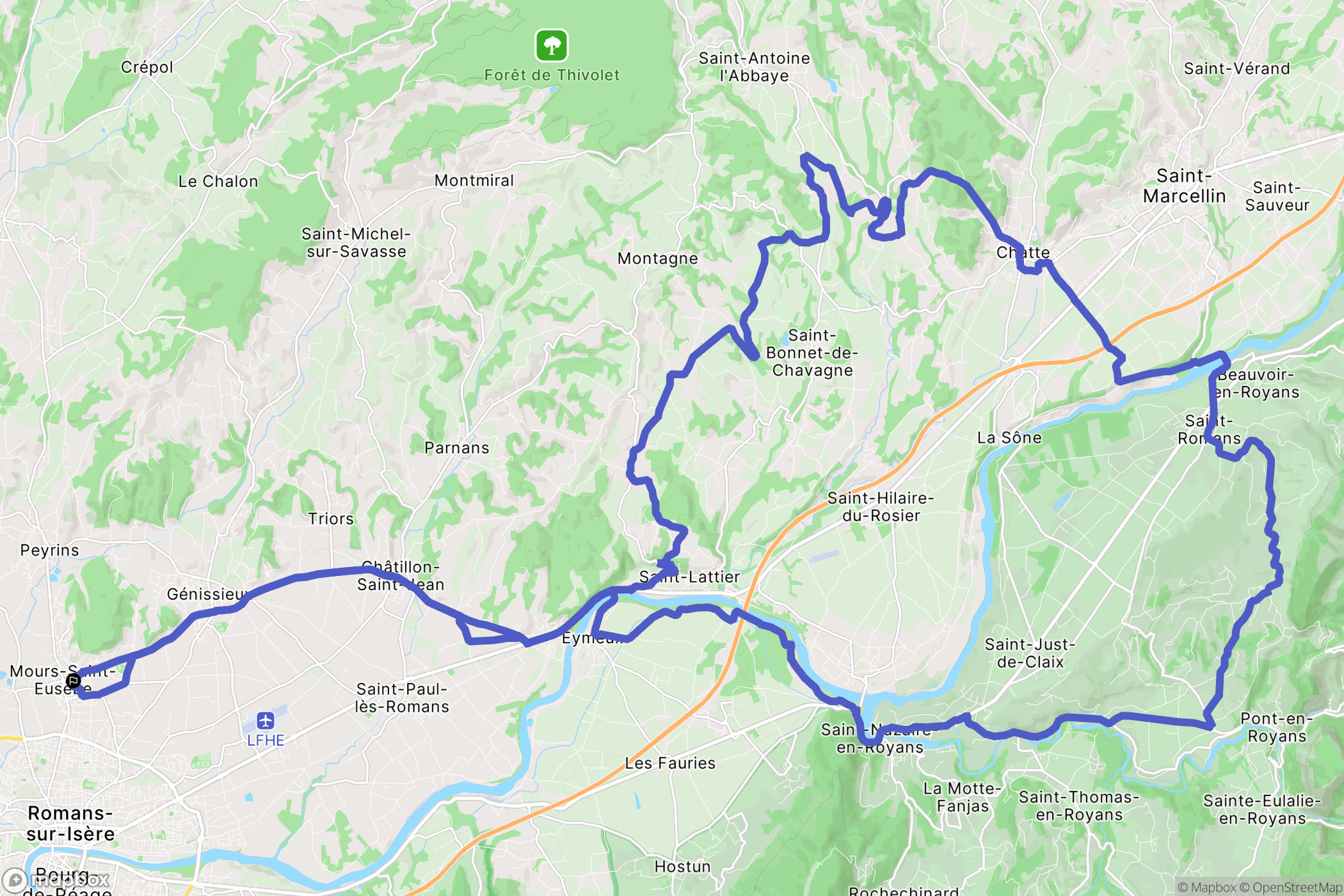Mours-Saint-Eusèbe : carte du parcours de randonnée - France