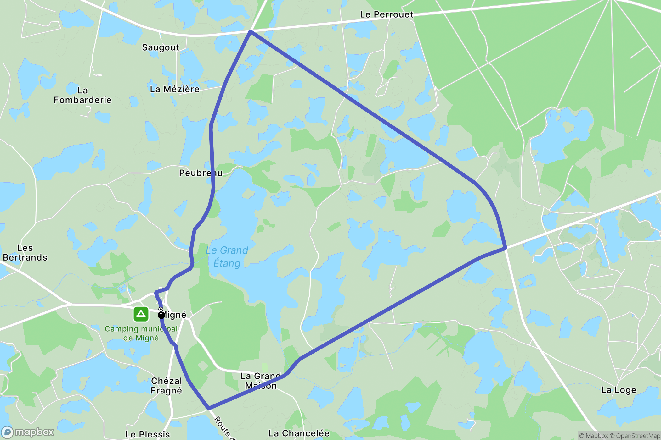 Migné : carte du parcours de randonnée - France