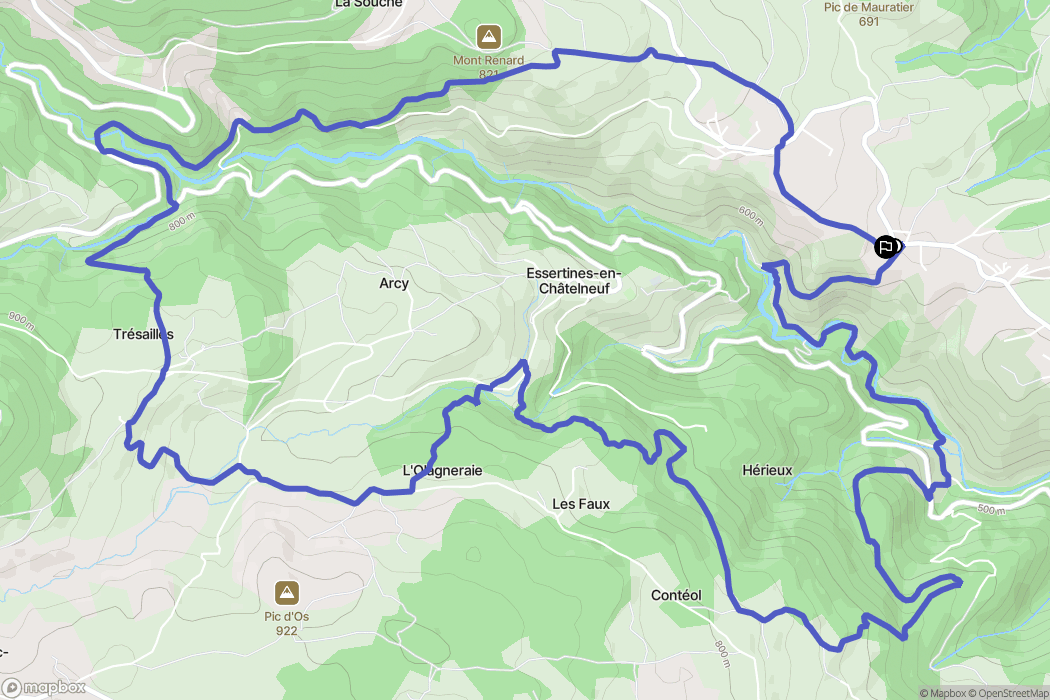 Essertines-en-Châtelneuf : carte du parcours de randonnée - France