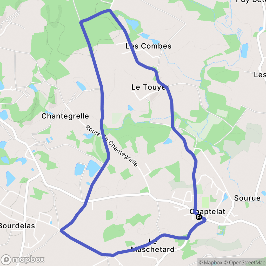 Chaptelat : carte du parcours de randonnée - France