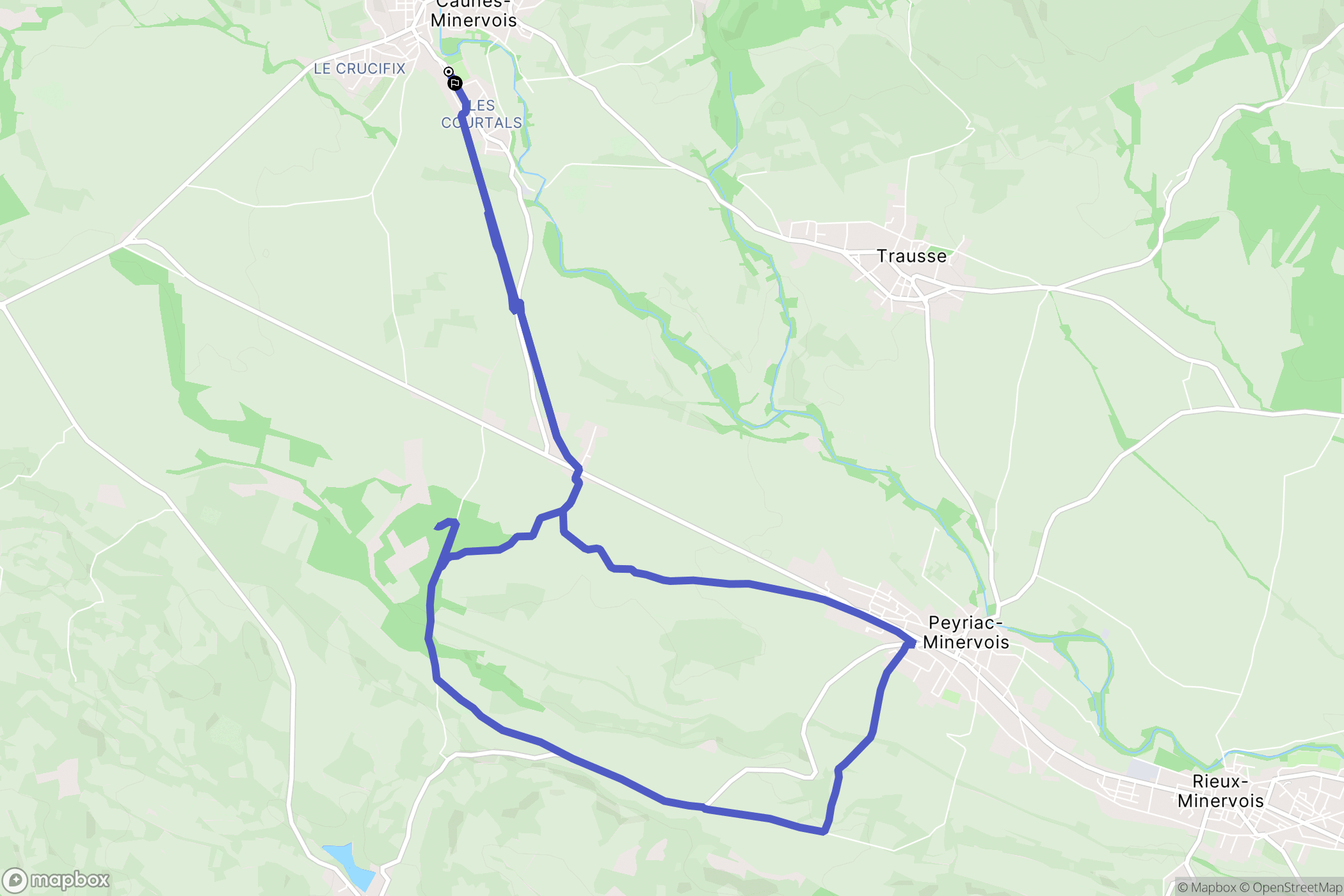 Caunes-Minervois : carte du parcours de randonnée - France
