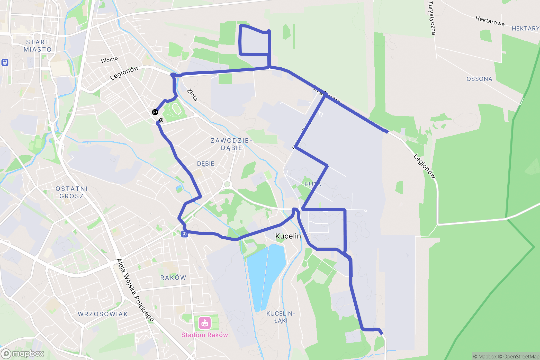 Częstochowa: mapa trasy - Poland