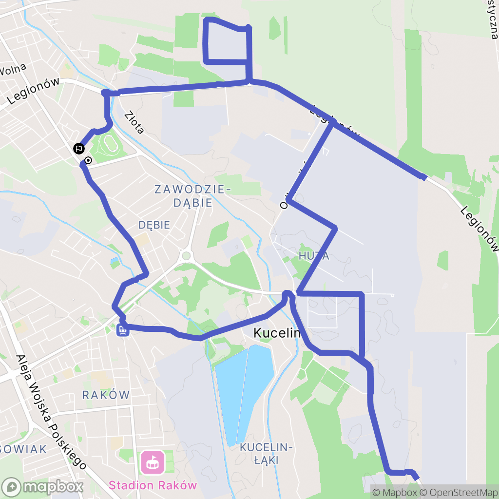 Częstochowa: mapa trasy - Poland