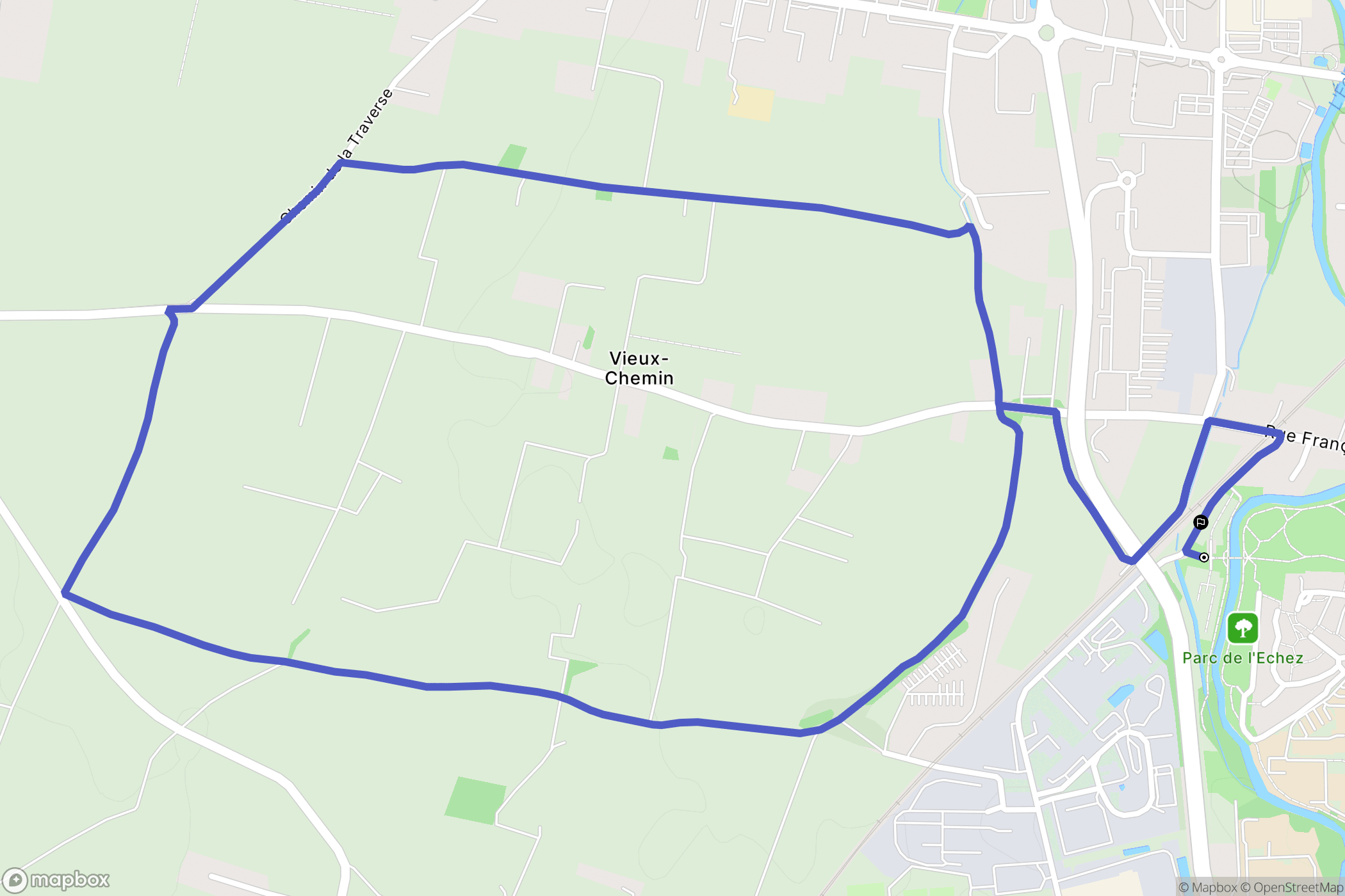 Tarbes : carte du parcours de randonnée - France