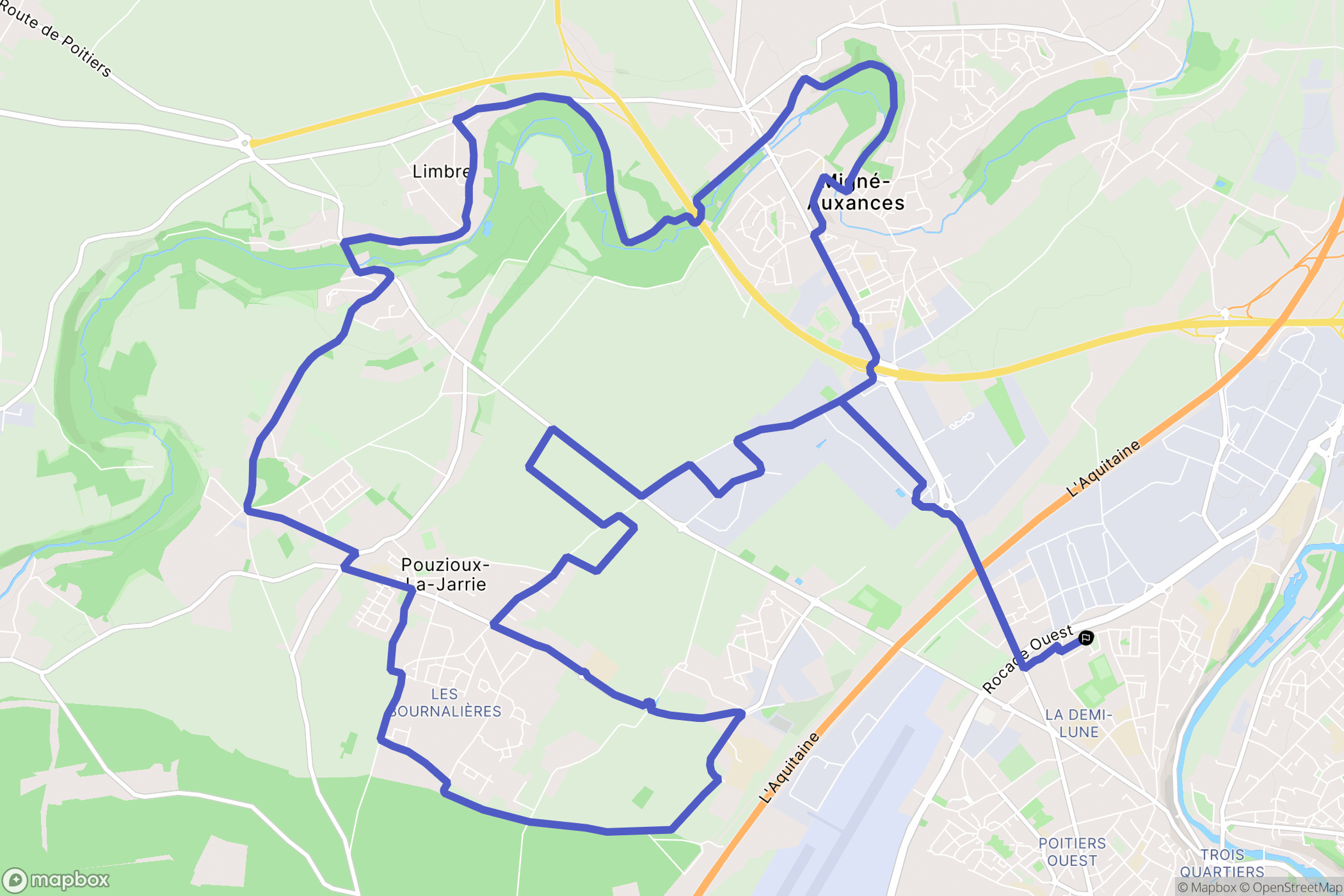 Poitiers : carte du parcours de randonnée - France