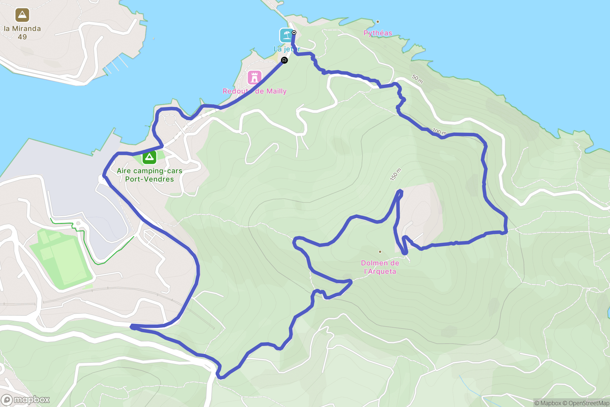 Port-Vendres : carte du parcours de randonnée - France