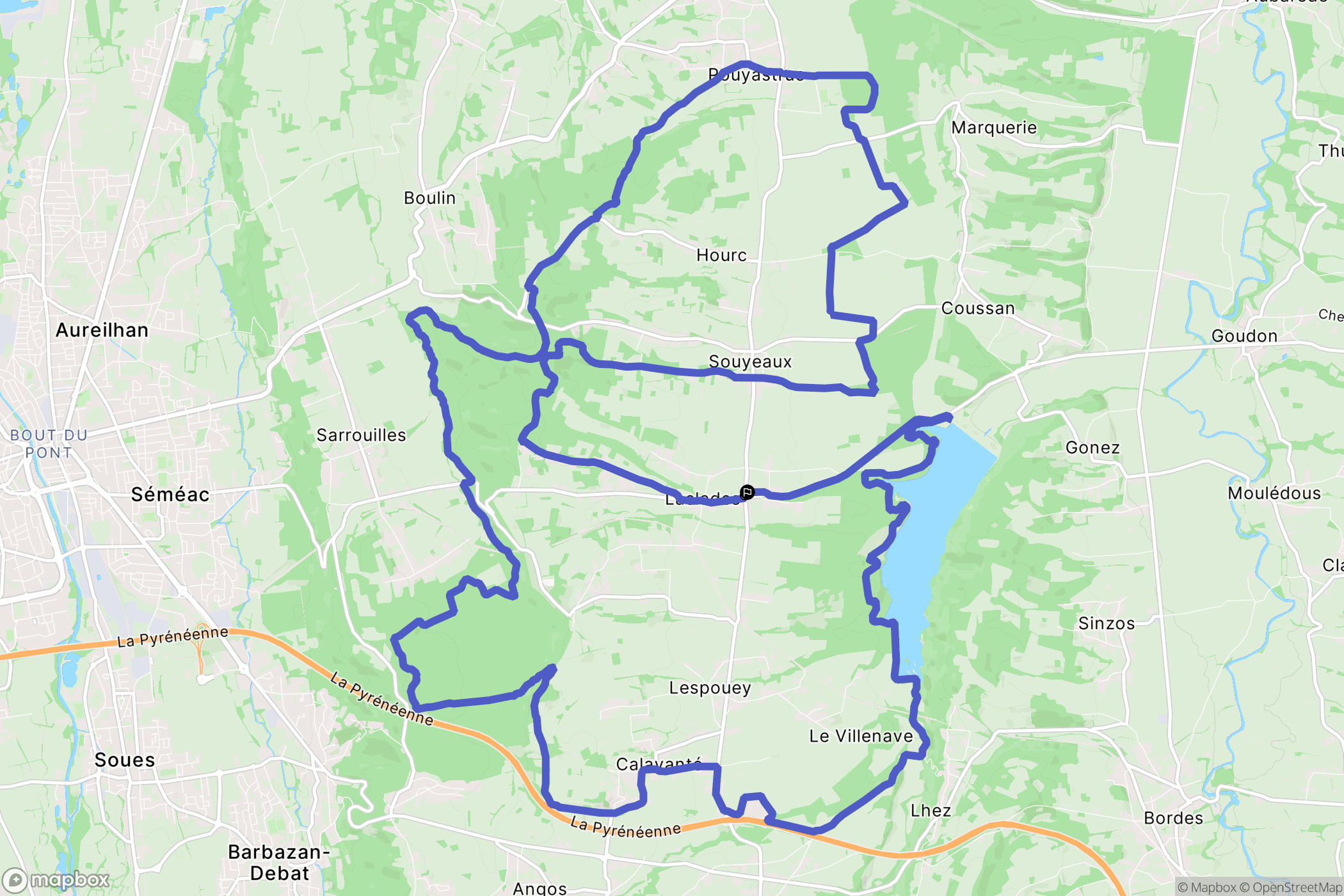 Laslades : carte du parcours de randonnée - France