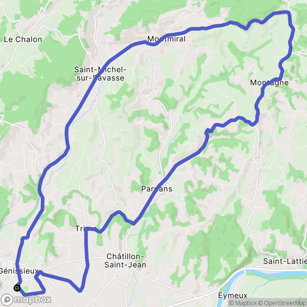 Génissieux : carte du parcours de randonnée - France