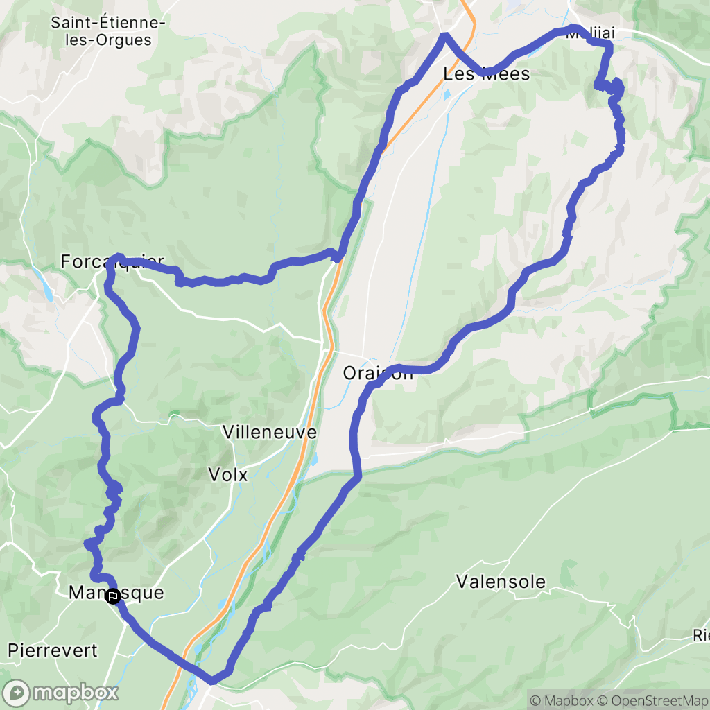 Manosque : carte du parcours de randonnée - France