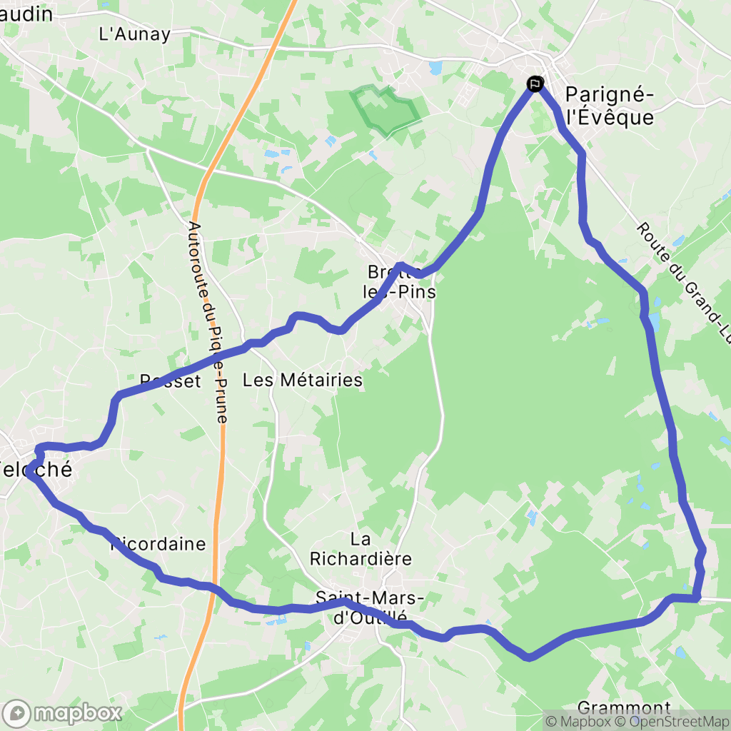 Parigné-l'Évêque : carte du parcours de randonnée - France