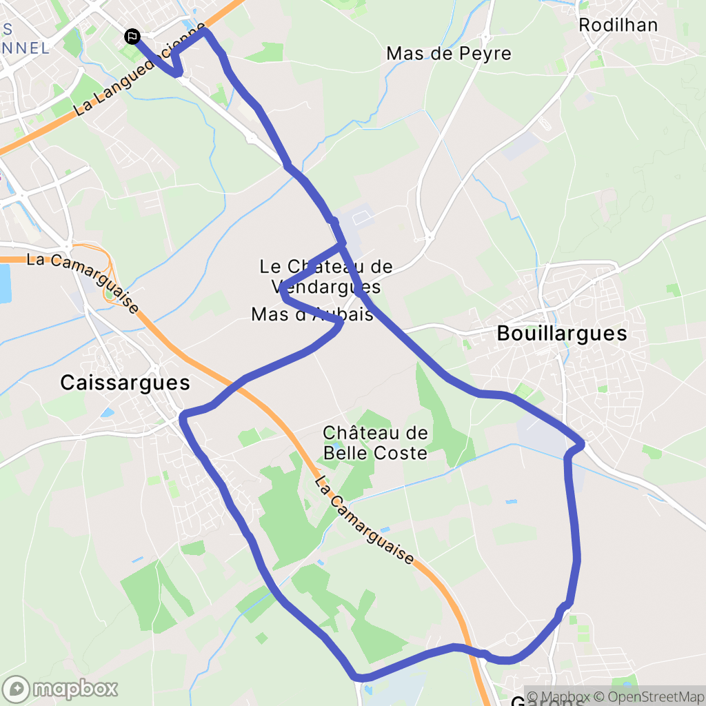 Nîmes : carte du parcours de randonnée - France