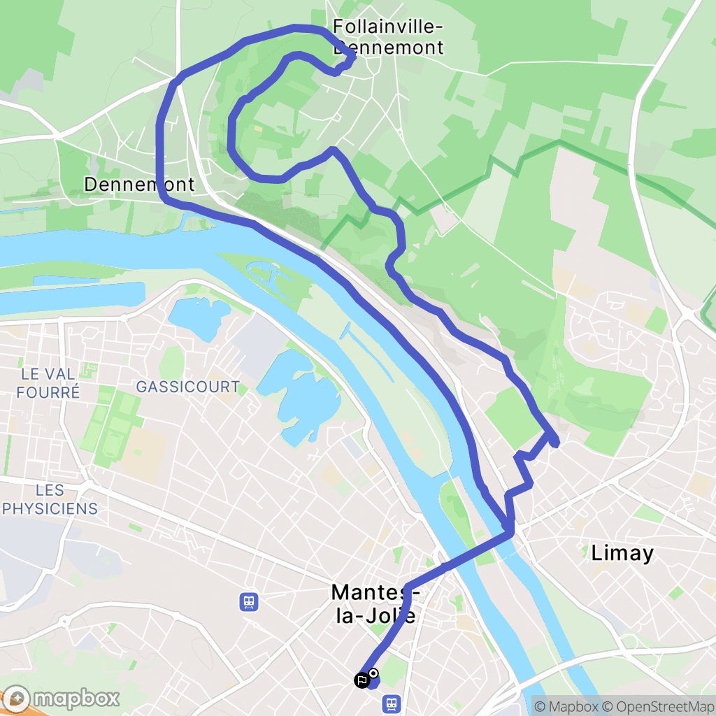 Mantes-la-Jolie : carte du parcours de randonnée - France