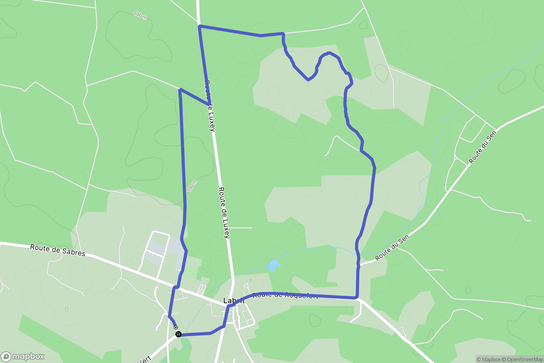 Labrit : carte du parcours de randonnée - France