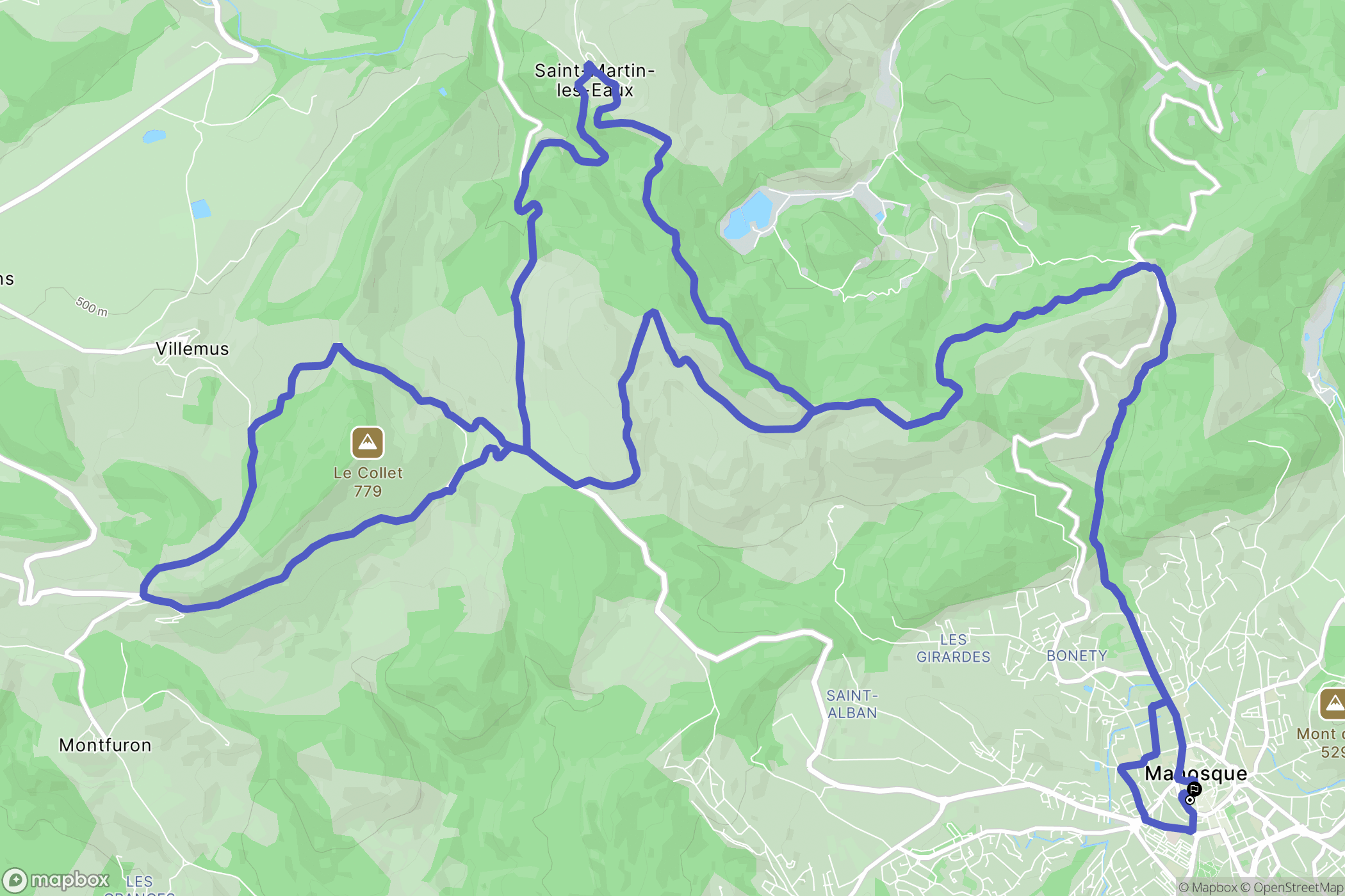 Manosque : carte du parcours de randonnée - France