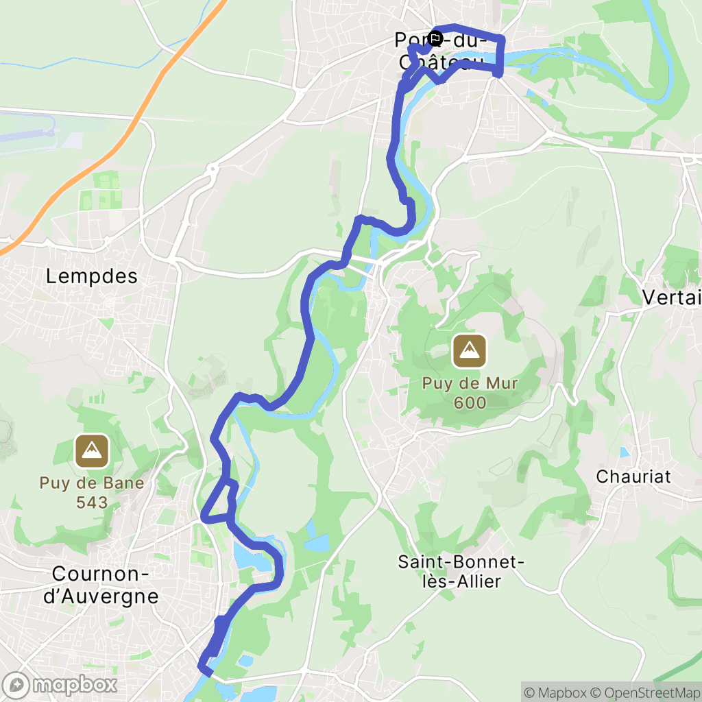 Pont-du-Château : carte du parcours de randonnée - France