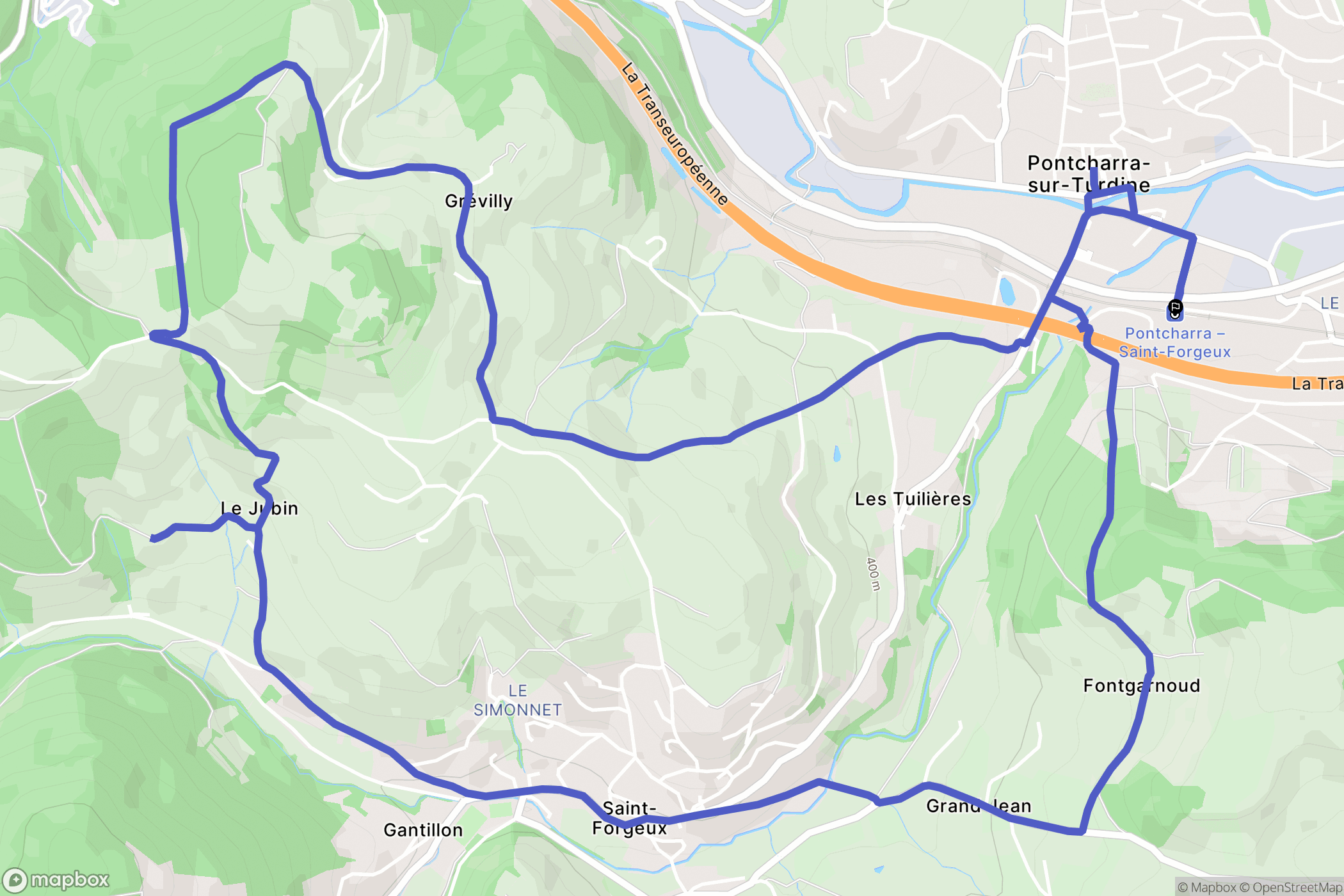 Vindry-sur-Turdine : carte du parcours de randonnée - France