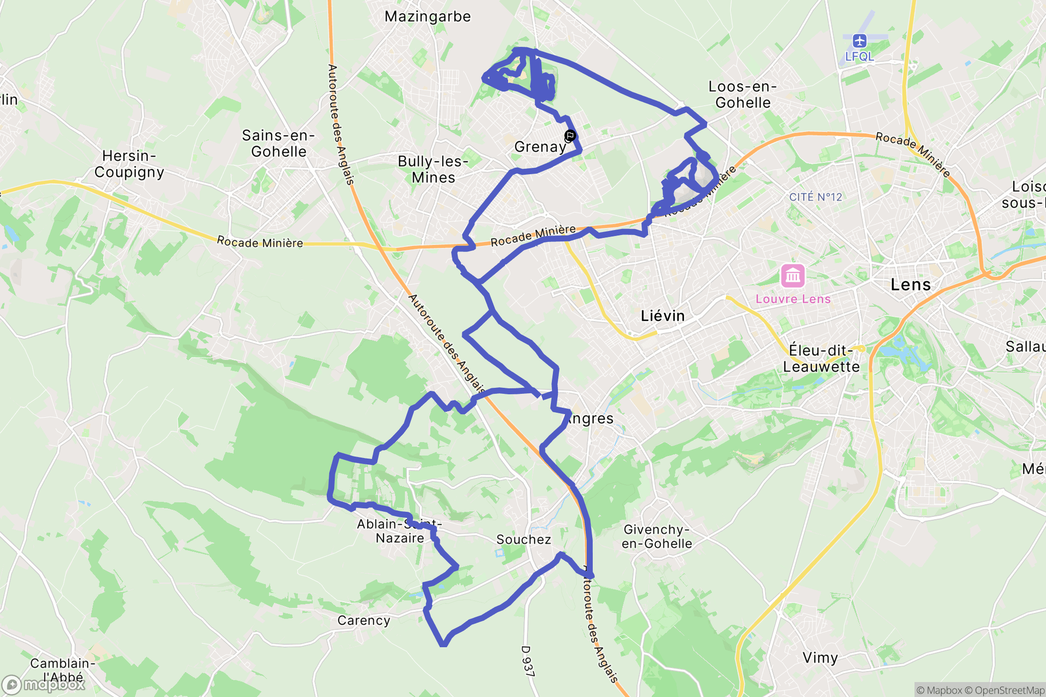 Grenay : carte du parcours de randonnée - France